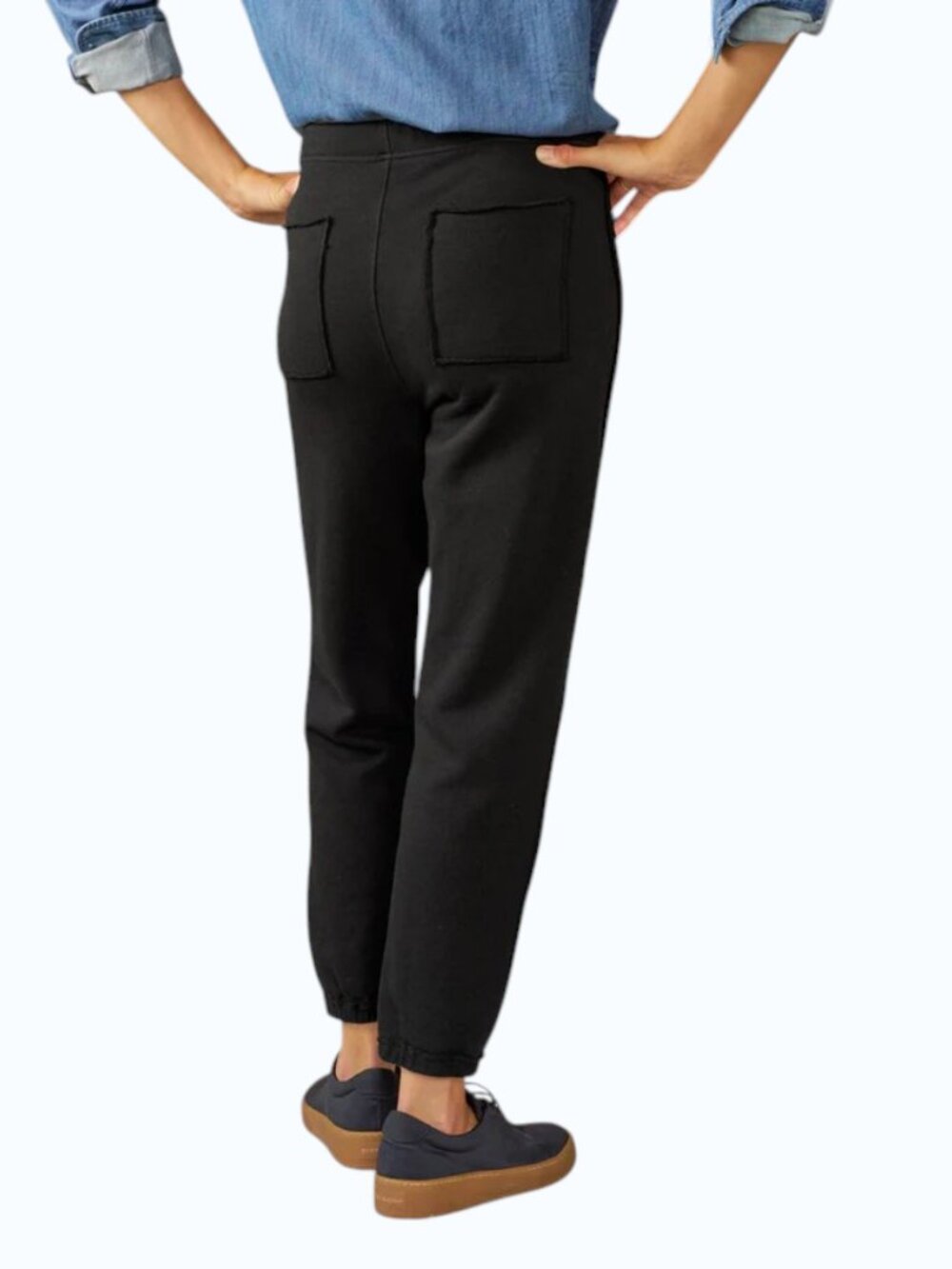 Frank & Eileen Sophie Italian Jogger Sweatpants Women's S Black Triple-Terry - Picture 2 of 8